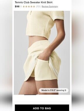 Alo Tennis Club Sweater Knit Bra + Skirt Set Ivory Gravel Hidden Shorts Pocket